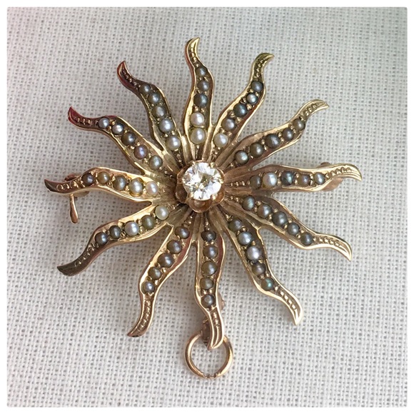 Antique Jewelry - Antique Victorian Gold Starburst Dual Pendant